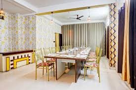 Private dining hall set for a group